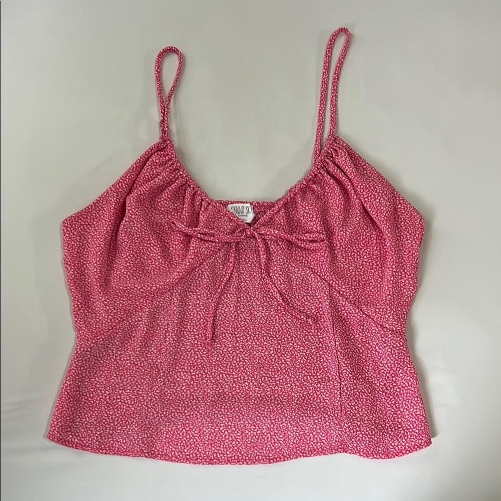 Sienna Sky Pink Smocked Tie Front Camisole